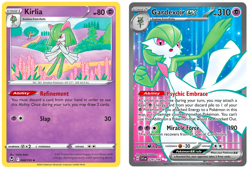 Kirlia and Gardevoir ex cards from Pokémon